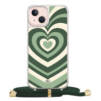 Casimoda iPhone 13 hoesje met groen koord - Hart swirl groen