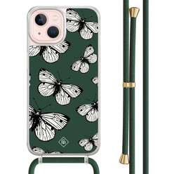 Casimoda iPhone 13 hoesje met groen koord - Vlinders