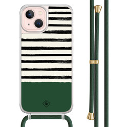 Casimoda iPhone 13 hoesje met groen koord - Green stripes
