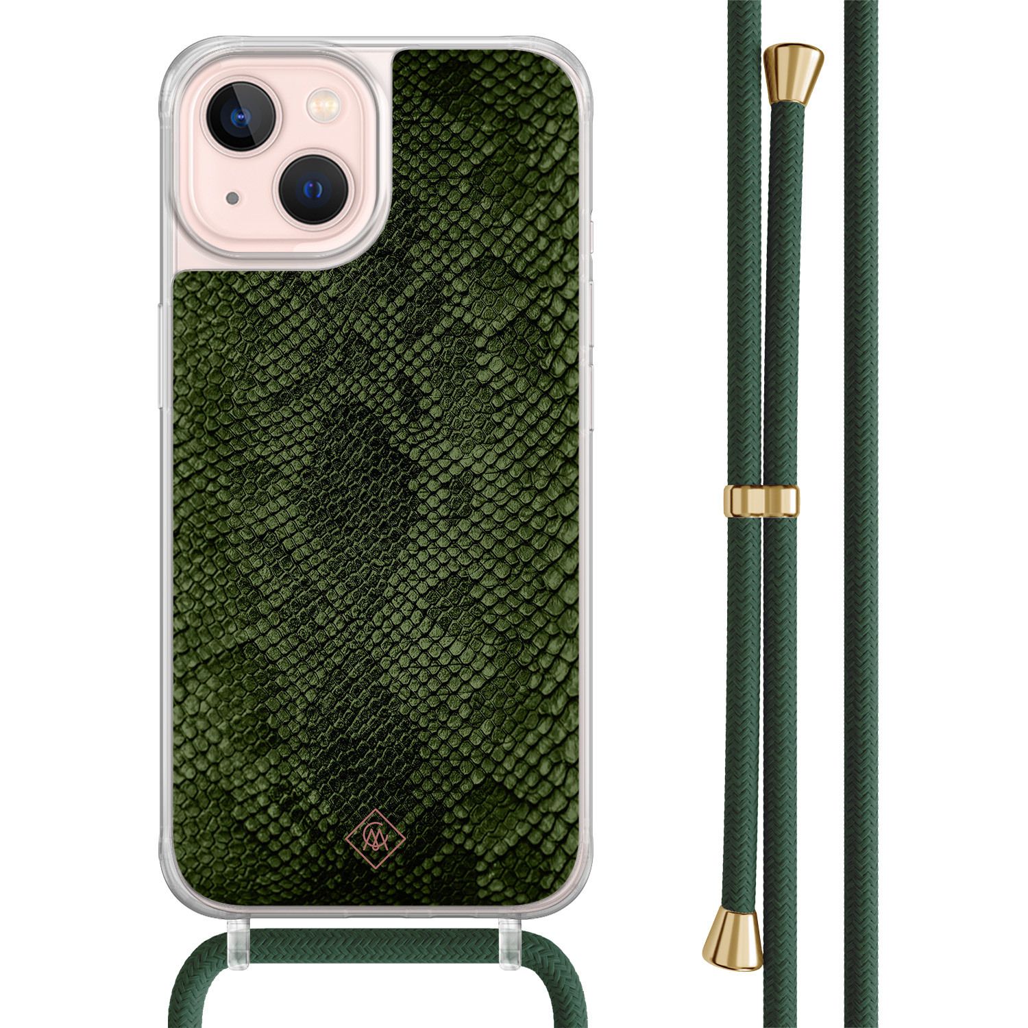 iPhone 13 hoesje met groen koord - Snake mix