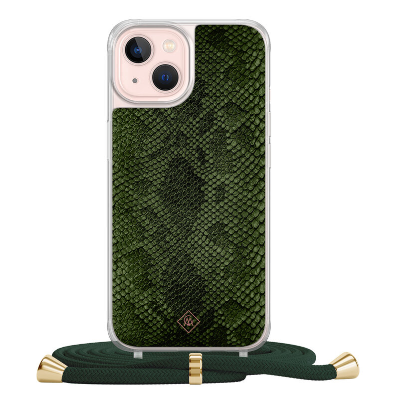 Casimoda iPhone 13 hoesje met groen koord - Snake mix