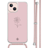 Casimoda iPhone 13 hoesje met rosegoud koord - Madeliefje