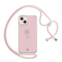 Casimoda iPhone 13 hoesje met rosegoud koord - Madeliefje