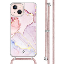 Casimoda iPhone 13 hoesje met rosegoud koord - Purple sky