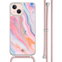 Casimoda iPhone 13 hoesje met rosegoud koord - Pink glam