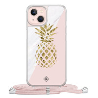 Casimoda iPhone 13 hoesje met rosegoud koord - Ananas