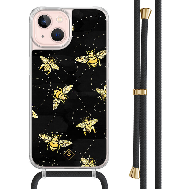 Casimoda iPhone 13 hoesje met zwart koord - Bee happy