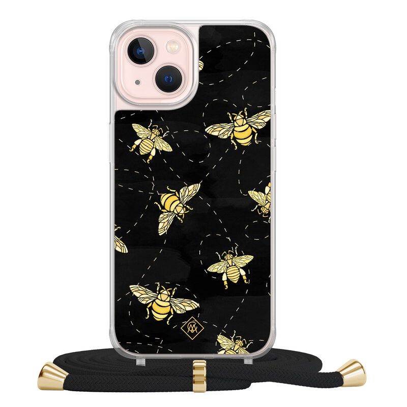Casimoda iPhone 13 hoesje met zwart koord - Bee happy