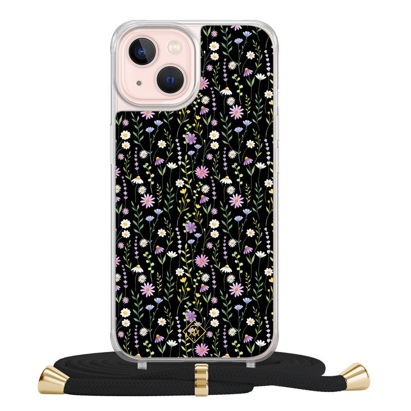 Casimoda iPhone 13 hoesje met zwart koord - Flower fantasy