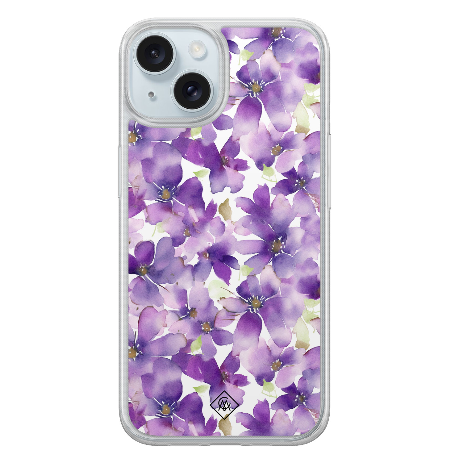 iPhone 15 hybride hoesje - Floral violet