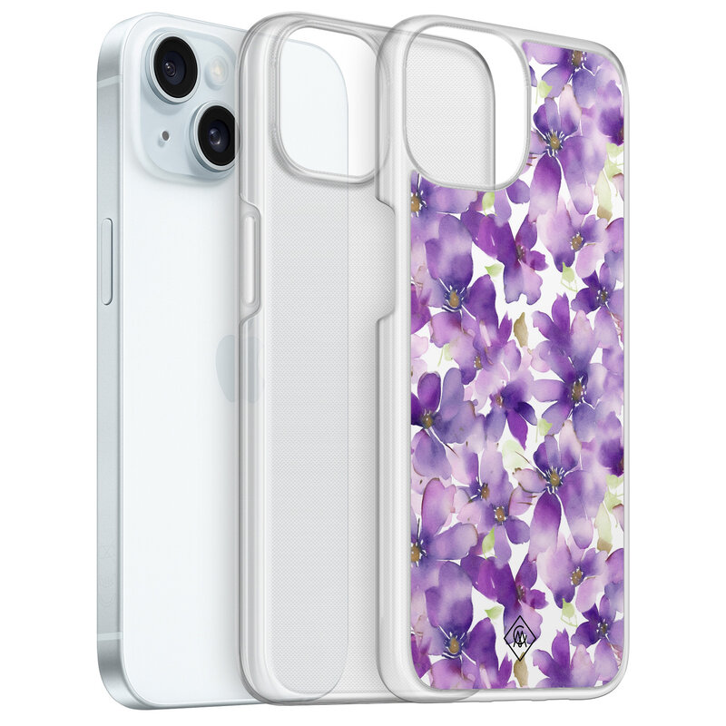 Casimoda iPhone 15 hybride hoesje - Floral violet