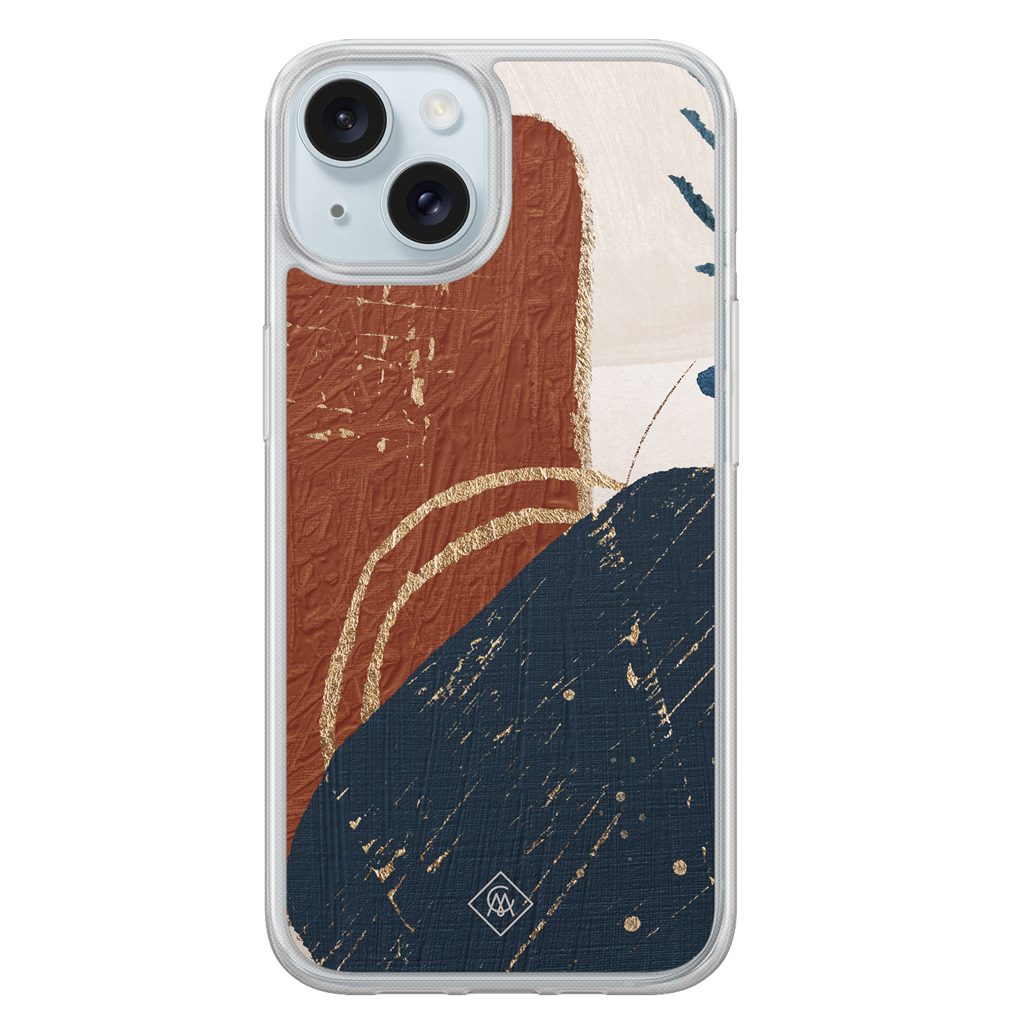 iPhone 15 hybride hoesje - Abstract terracotta