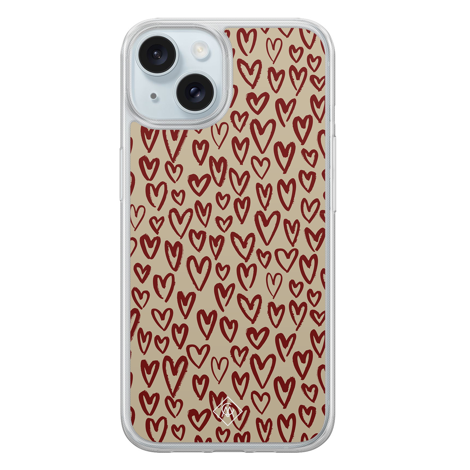 iPhone 15 hybride hoesje - Sweet hearts