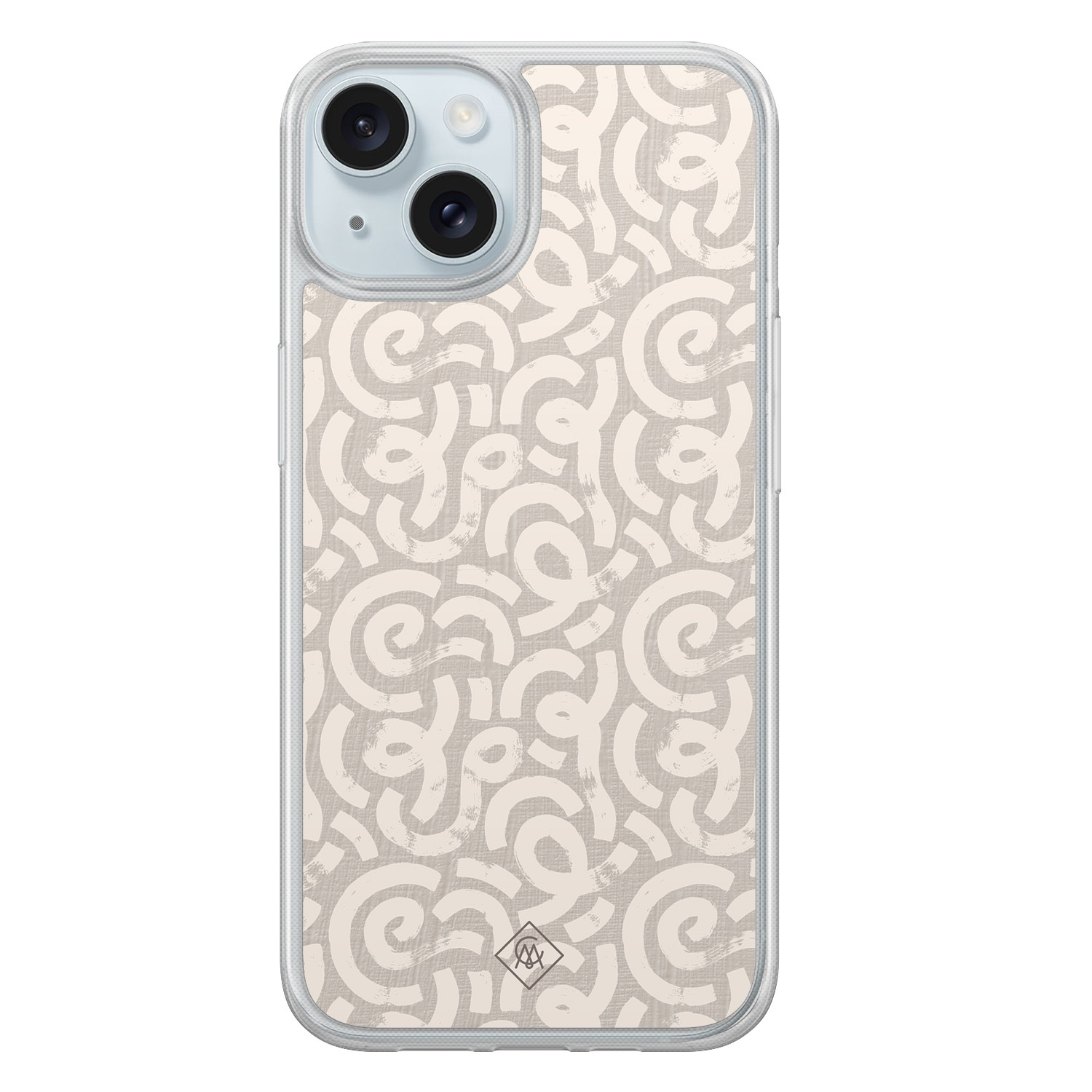 iPhone 15 hybride hoesje - Ivory abstraction