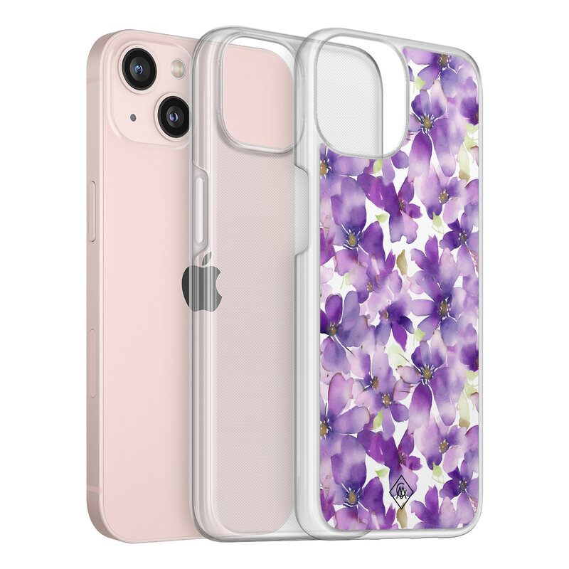 Casimoda iPhone 13 hybride hoesje - Floral violet