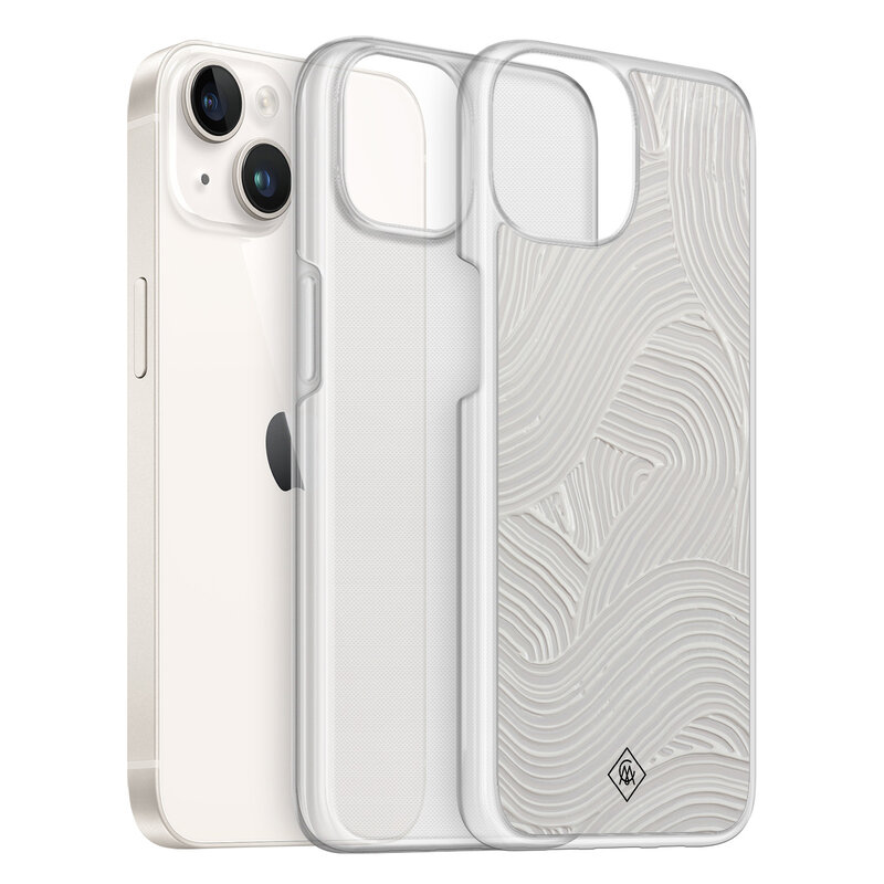 Casimoda iPhone 14 hybride hoesje - Abstract beige waves