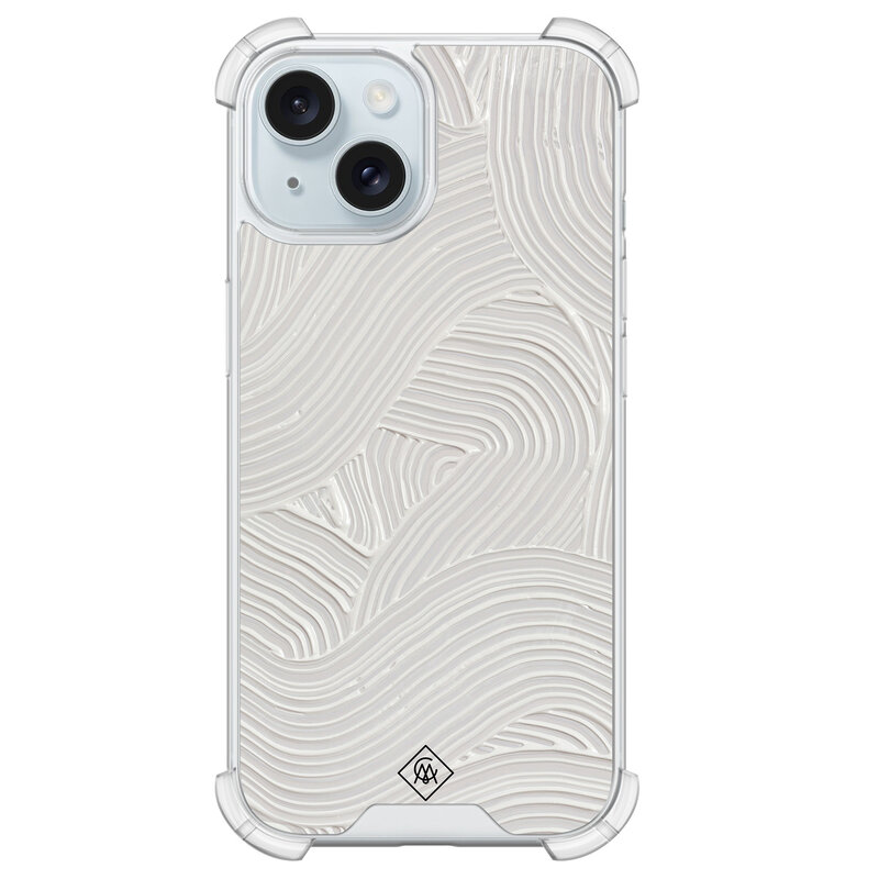 Casimoda iPhone 15 shockproof hoesje - Abstract beige waves