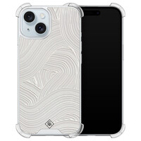 Casimoda iPhone 15 shockproof hoesje - Abstract beige waves