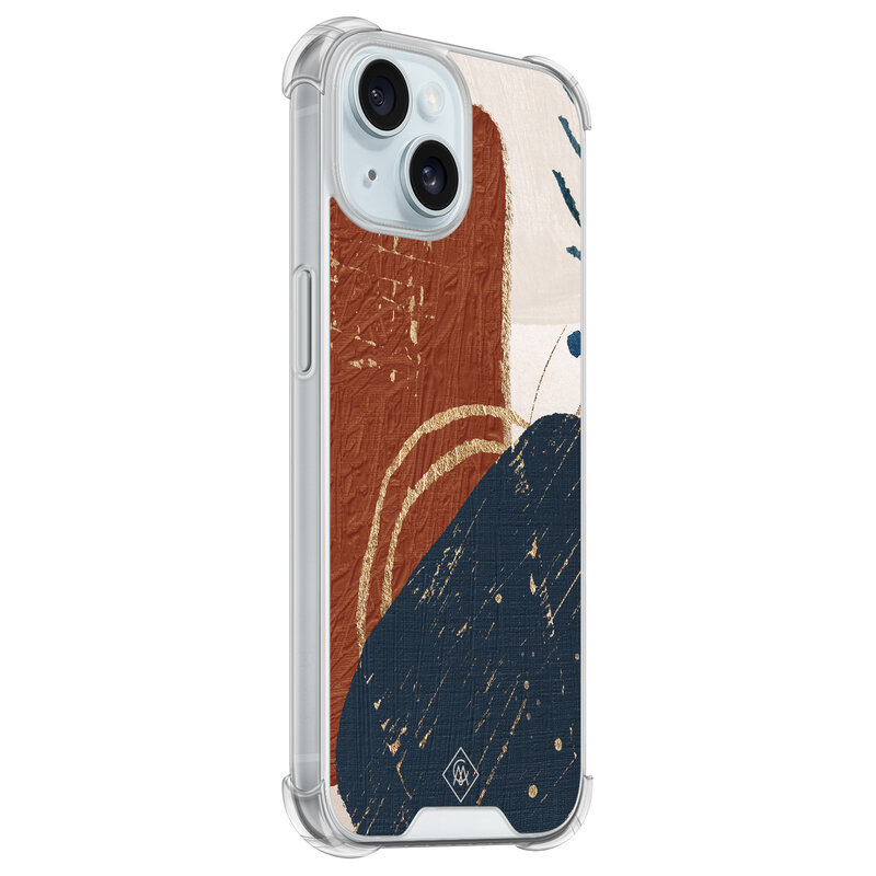 Casimoda iPhone 15 siliconen shockproof hoesje - Abstract terracotta