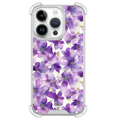 Casimoda iPhone 14 Pro shockproof hoesje - Floral violet