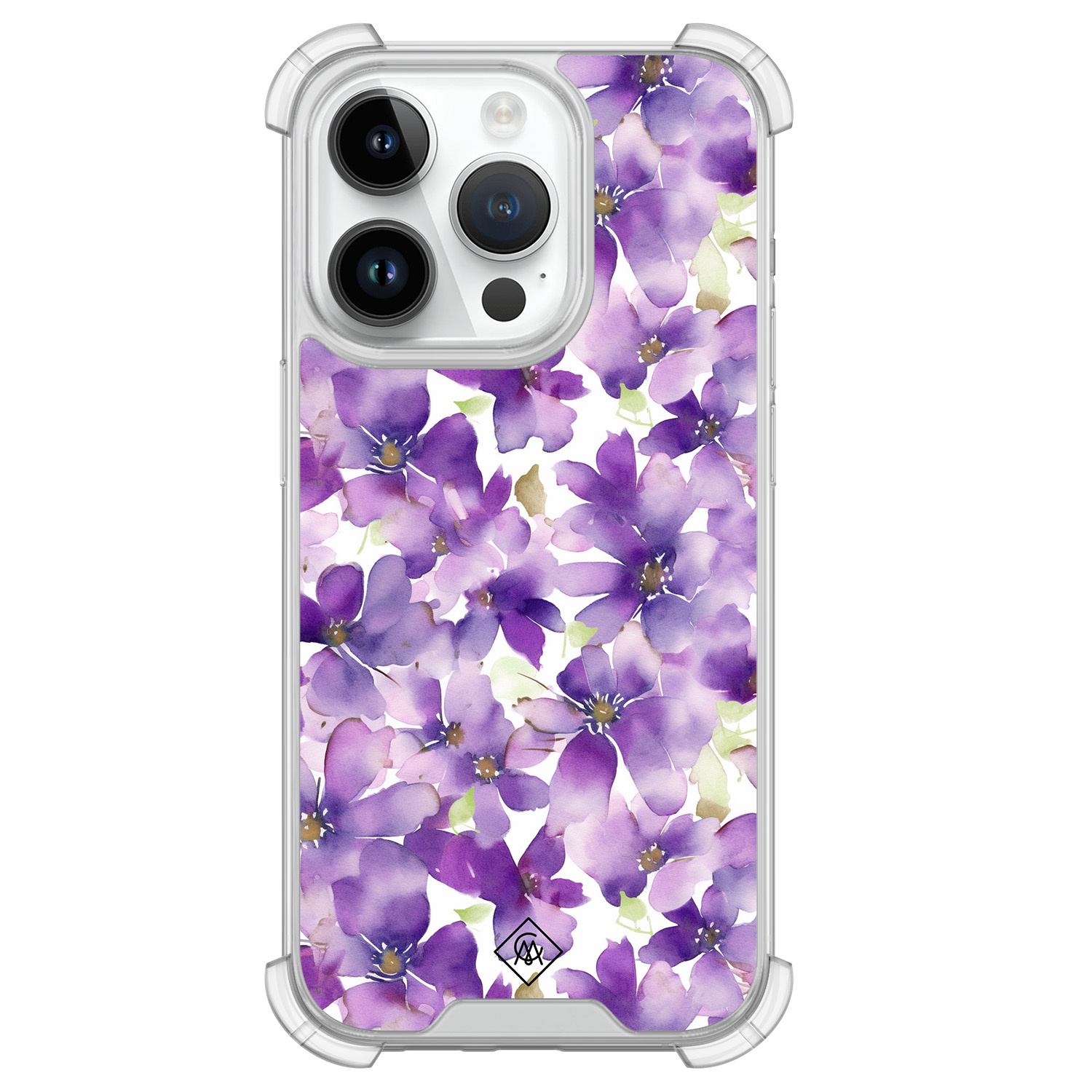 iPhone 14 Pro shockproof hoesje Floral violet