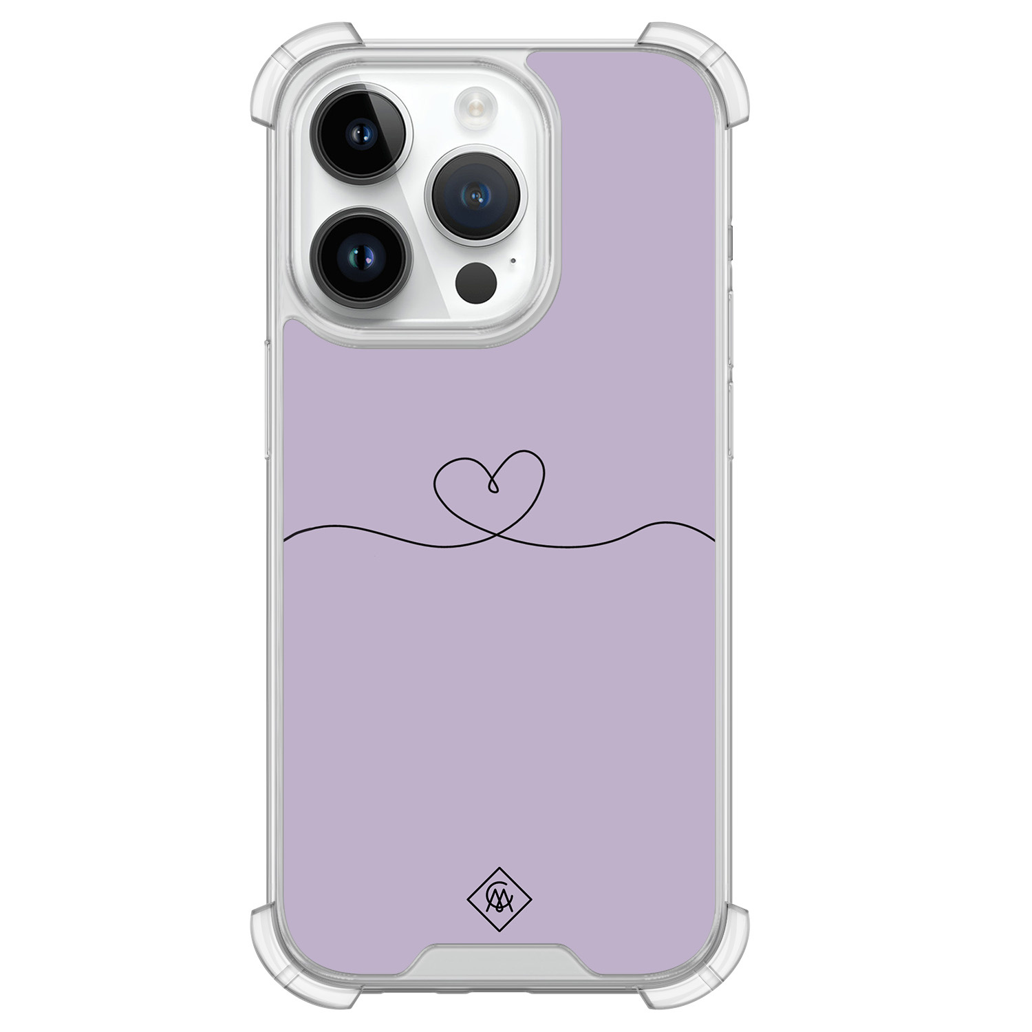 iPhone 14 Pro shockproof hoesje Hart lila