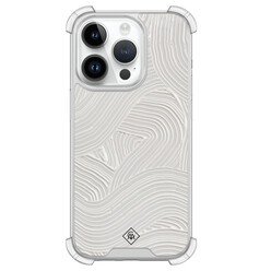 Casimoda iPhone 14 Pro shockproof hoesje - Abstract beige waves