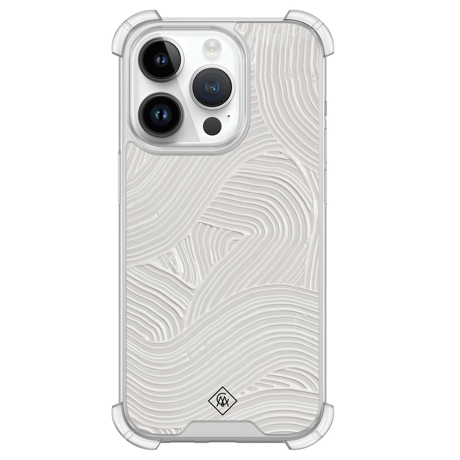 iPhone 14 Pro shockproof hoesje Abstract beige waves