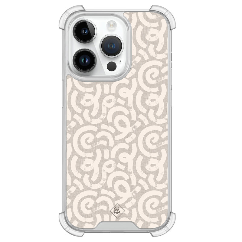 Casimoda iPhone 14 Pro shockproof hoesje - Ivory abstraction