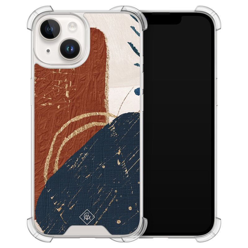 Casimoda iPhone 13 siliconen shockproof hoesje - Abstract terracotta