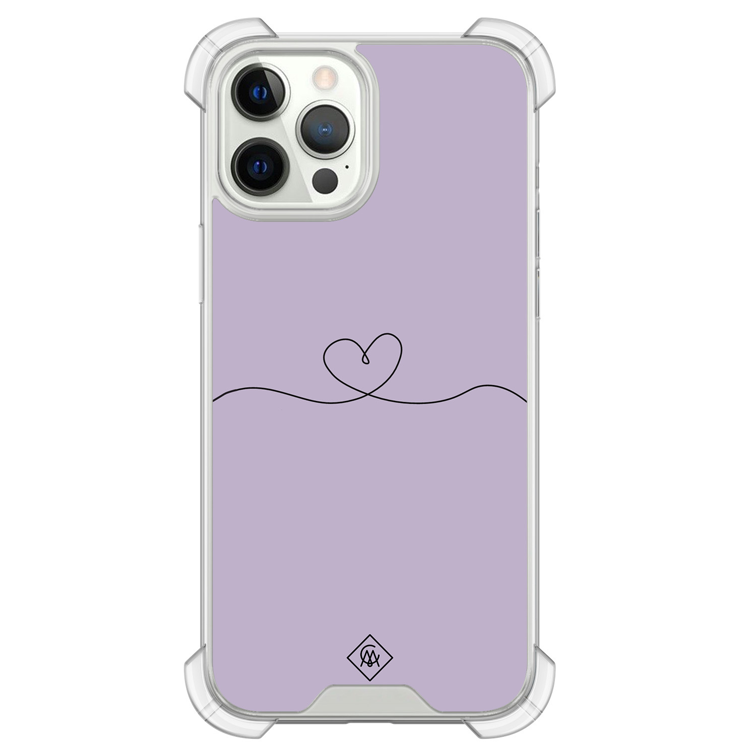 iPhone 12 (Pro) shockproof hoesje Hart lila