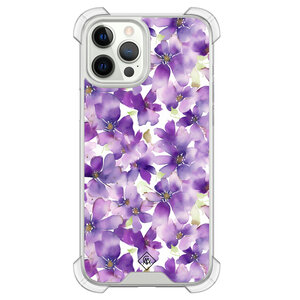 Casimoda iPhone 12 (Pro) shockproof hoesje - Floral violet