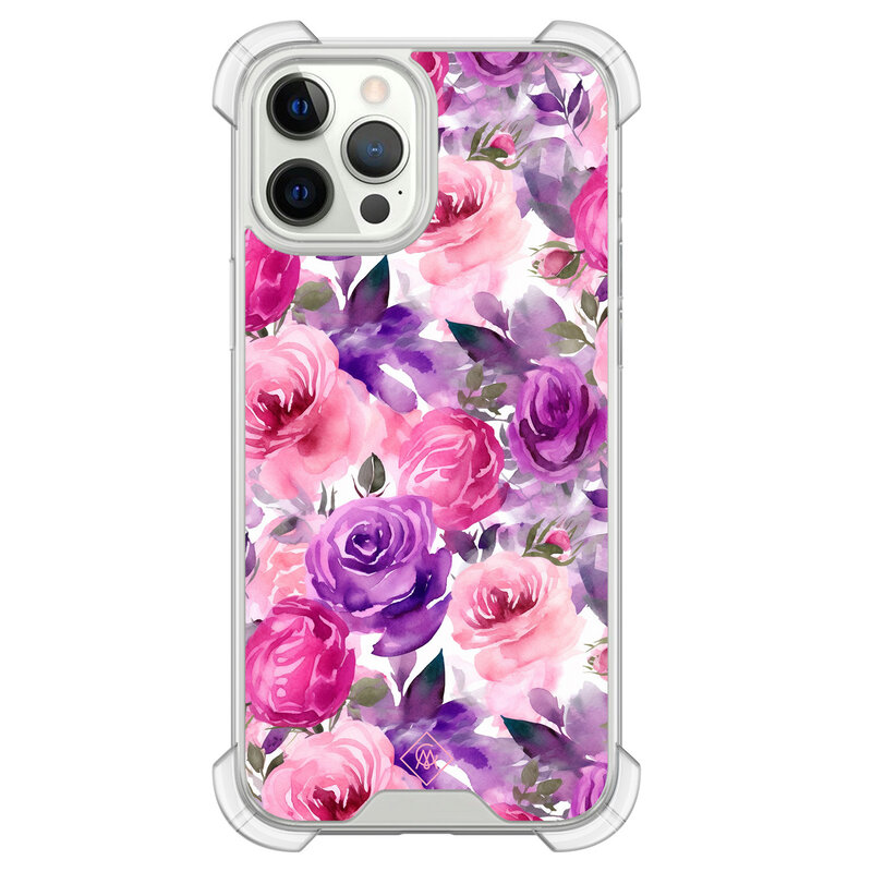 Casimoda iPhone 12 (Pro) shockproof hoesje - Rosy blooms