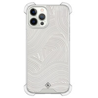 Casimoda iPhone 12 (Pro) shockproof hoesje - Abstract beige waves