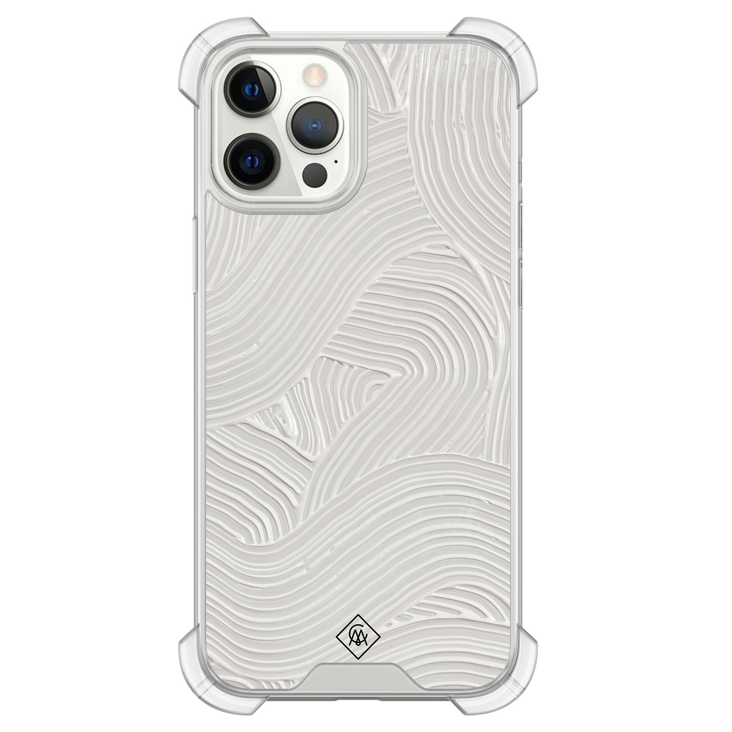 iPhone 12 (Pro) shockproof hoesje Abstract beige waves