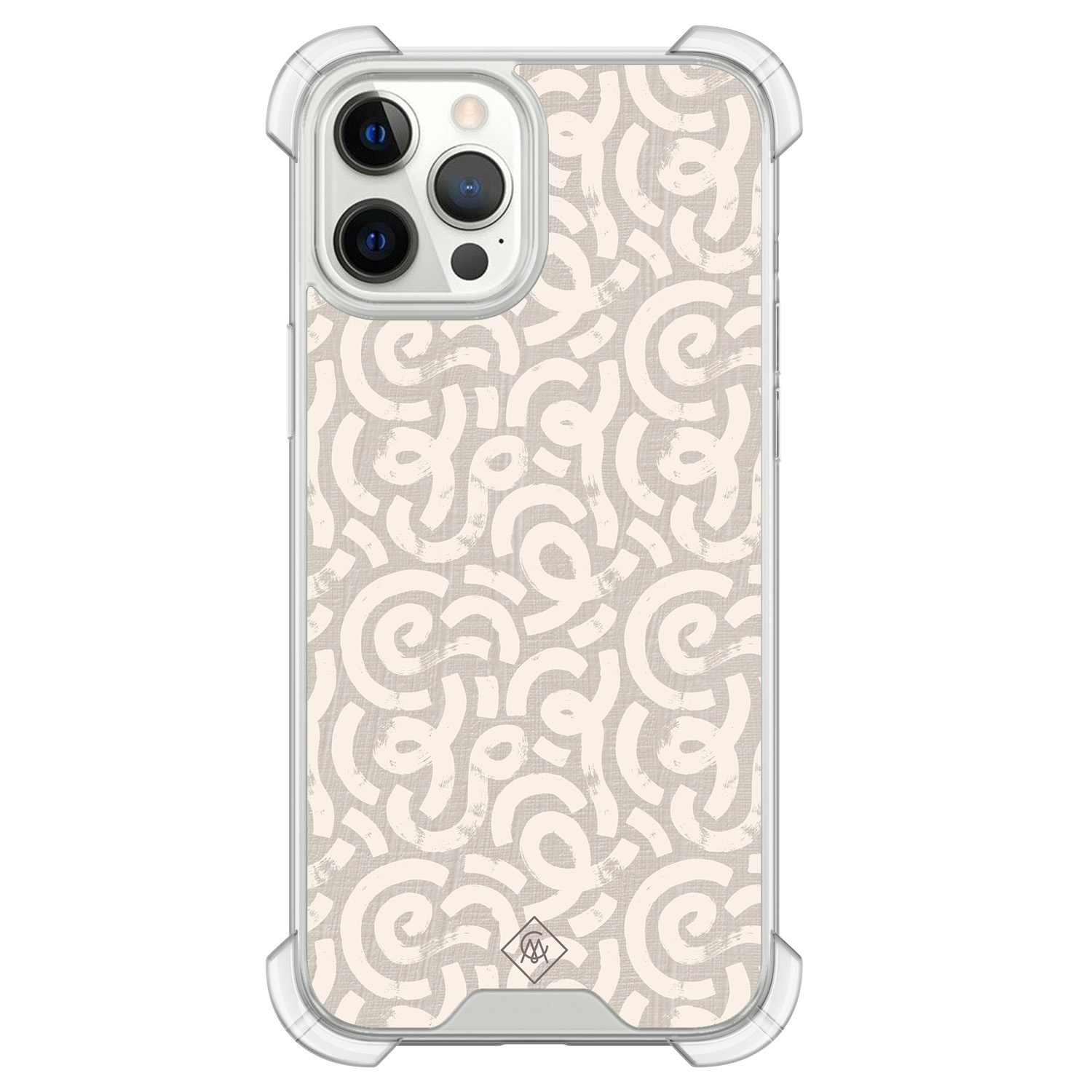 iPhone 12 (Pro) shockproof hoesje Ivory abstraction