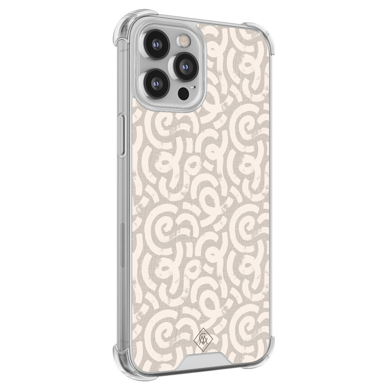 Casimoda iPhone 12 (Pro) shockproof hoesje - Ivory abstraction