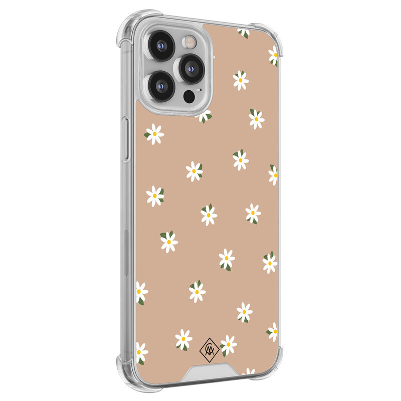 Casimoda iPhone 12 (Pro) siliconen shockproof hoesje - Sweet daisies