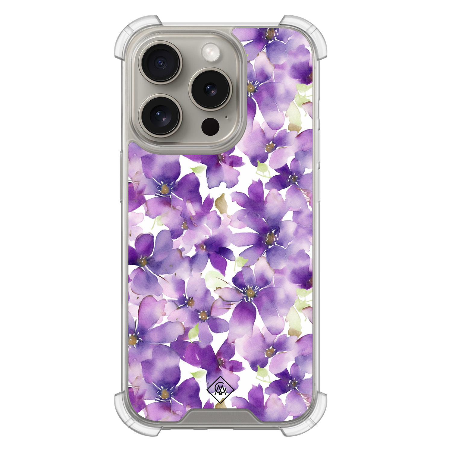 iPhone 15 Pro shockproof hoesje Floral violet
