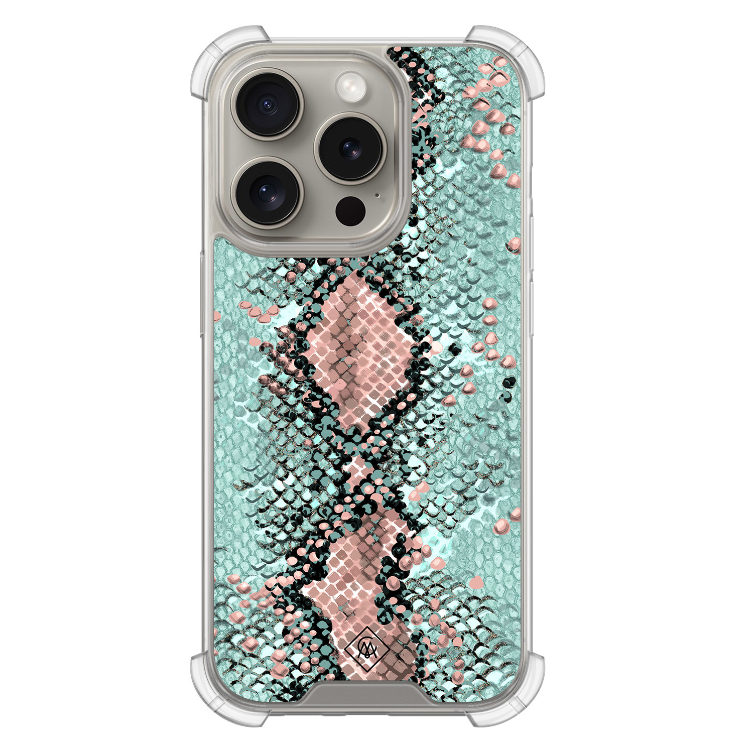 iPhone 15 Pro shockproof hoesje Snake pastel