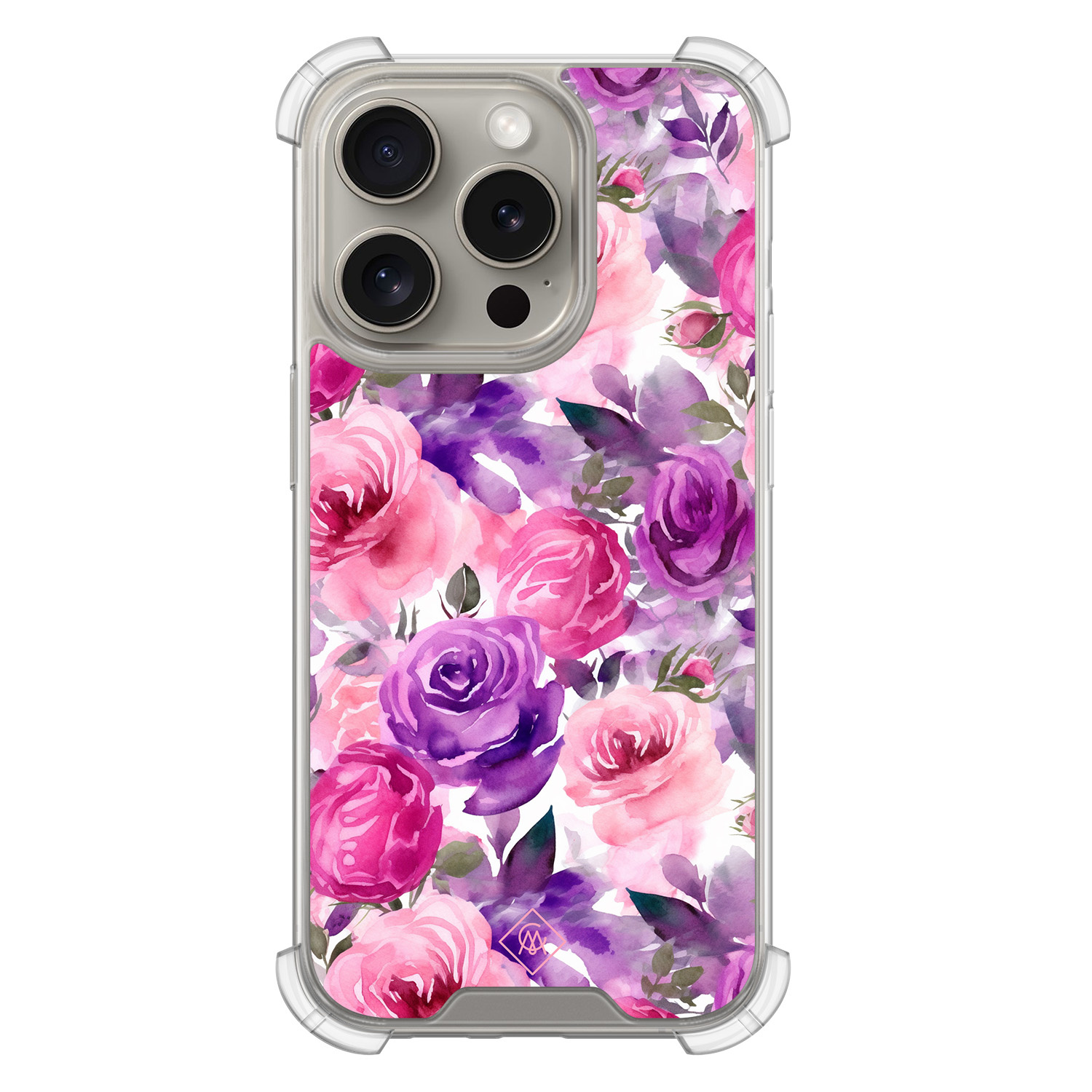 iPhone 15 Pro shockproof hoesje Rosy blooms