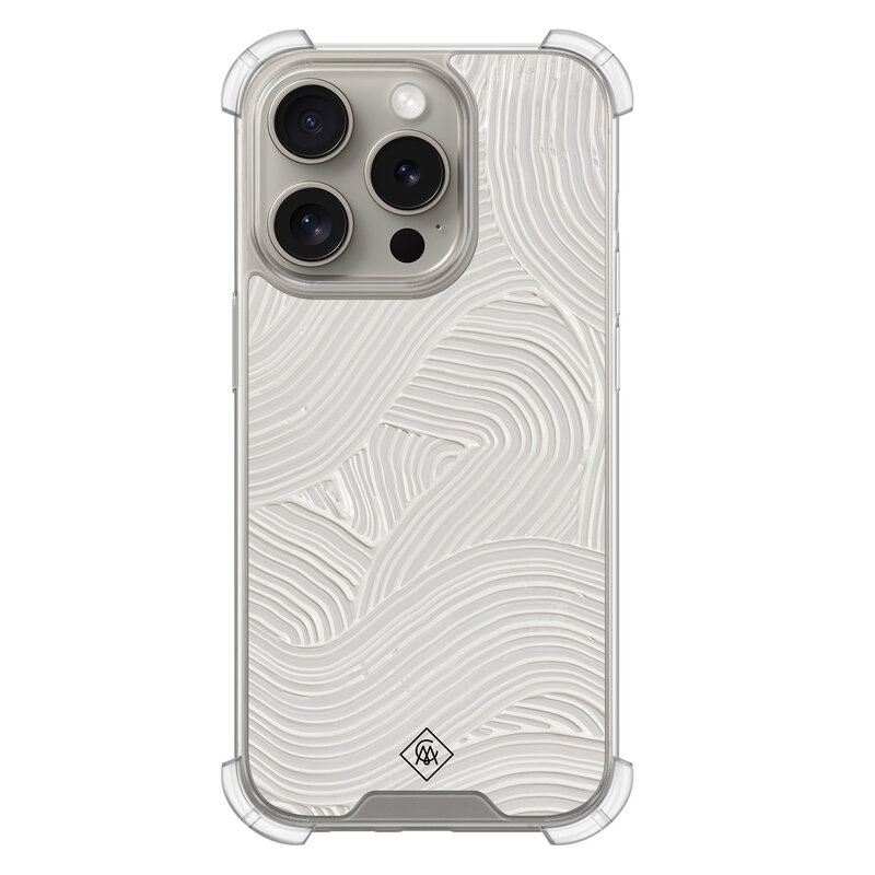 Casimoda iPhone 15 Pro shockproof hoesje - Abstract beige waves