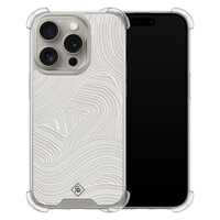 Casimoda iPhone 15 Pro shockproof hoesje - Abstract beige waves