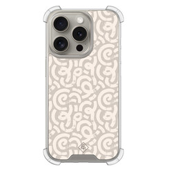 Casimoda iPhone 15 Pro shockproof hoesje - Ivory abstraction
