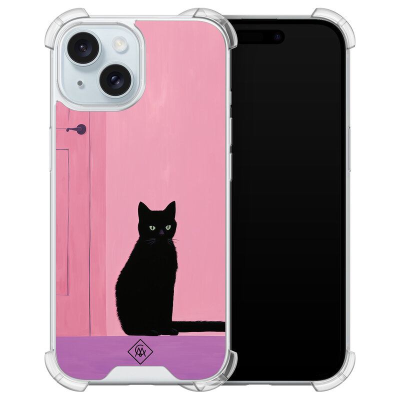 Casimoda iPhone 15 shockproof hoesje - Zwarte kat