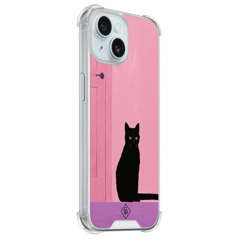 Casimoda iPhone 15 shockproof hoesje - Zwarte kat