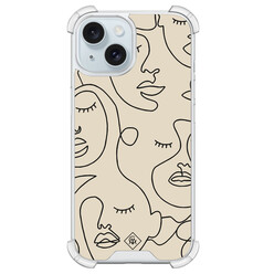 Casimoda iPhone 15 shockproof hoesje - Abstract face lines