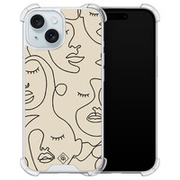 Casimoda iPhone 15 shockproof hoesje - Abstract face lines