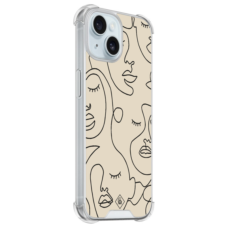 Casimoda iPhone 15 shockproof hoesje - Abstract face lines