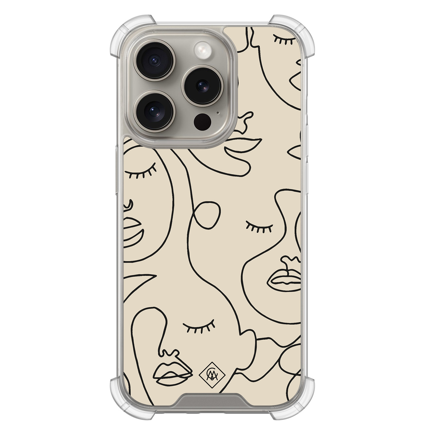 iPhone 15 Pro shockproof hoesje Abstract face lines